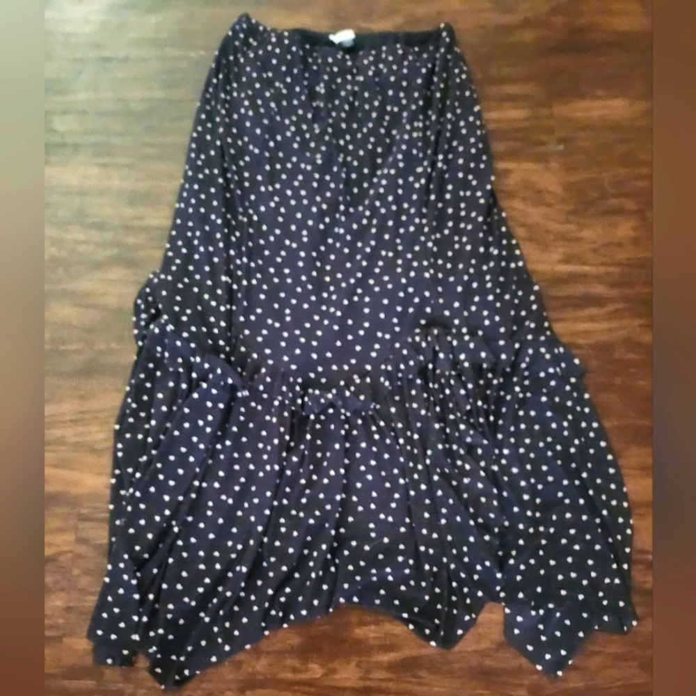 American Eagle Ruffle Midi Skirt, Size M AE Skirt, Black Midi Skirt